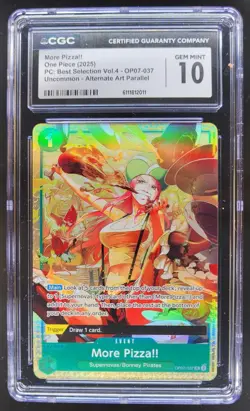 2025 ONE PIECE CCG MORE PIZZA!! ALT ART OP07-037 CGC 10 B PT - Image 1