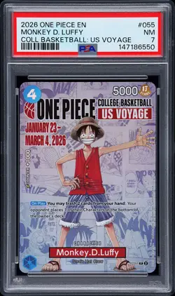 2026 ONE PIECE PROMOS ONE PIECE COLLEGE BK: US VOYAGE #055 MONKEY D. LUFFY PSA 7 - Image 1