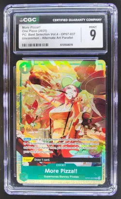 2025 ONE PIECE CCG MORE PIZZA!! ALT ART OP07-037 CGC 9 B PT - Image 1