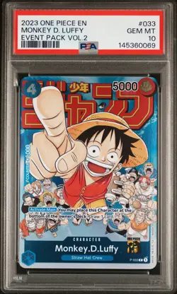 2023 ONE PIECE PROMOS EVENT PACK VOL.2 #033 MONKEY D. LUFFY PSA 10 - Image 1