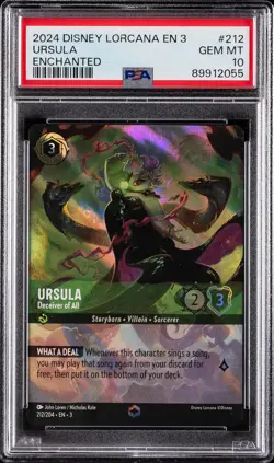 2024 DISNEY LORCANA EN 3-INTO THE INKLANDS ENCHANTED #212 URSULA PSA 10 - Image 1