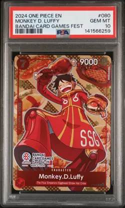 2024 ONE PIECE PROMOS BANDAI CARD GAMES FEST #080 MONKEY D. LUFFY PSA 10 - Image 1