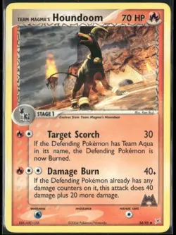 Team Magma's Houndoom 34/95 EX Team Magma vs Team Aqua Pokemon English Card (MP) - Image 1