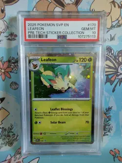 Pokemon Prismatic Evolutions Leafeon 170 Tech Sticker PSA 10 - Image 1