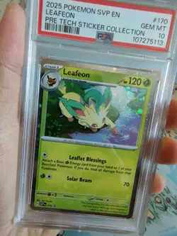 Pokemon Prismatic Evolutions Leafeon 170 Tech Sticker PSA 10 - Image 4