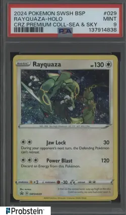 2024 Pokemon SWSH BSP CRZ Premium Coll Sea & Sky #029 Rayquaza - Holo PSA 9 - Image 1