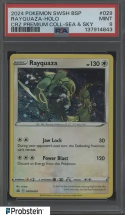 2024 Pokemon SWSH BSP CRZ Premium Coll Sea & Sky #029 Rayquaza - Holo PSA 9 - Image 1