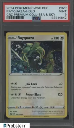 2024 Pokemon SWSH BSP CRZ Premium Coll Sea & Sky #029 Rayquaza - Holo PSA 9 - Image 1