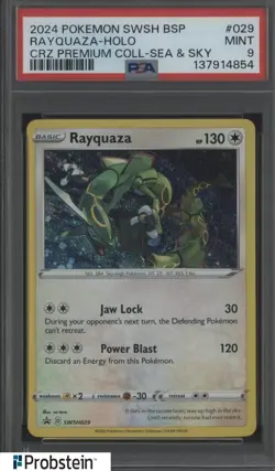 2024 Pokemon SWSH BSP CRZ Premium Coll Sea & Sky #029 Rayquaza - Holo PSA 9 - Image 1