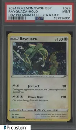 2024 Pokemon SWSH BSP CRZ Premium Coll Sea & Sky #029 Rayquaza - Holo PSA 9 - Image 1