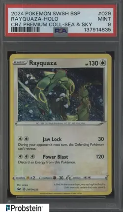 2024 Pokemon SWSH BSP CRZ Premium Coll Sea & Sky #029 Rayquaza - Holo PSA 9 - Image 1