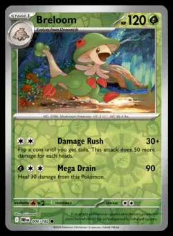 Breloom 006/182 Common Destined Rivals Pokemon Reverse Holo Near Mint - Image 1