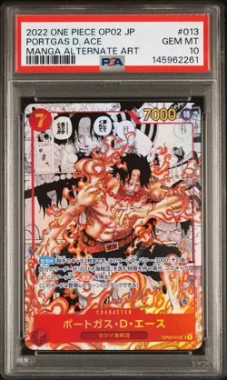 2022 ONE PIECE JPN OP02-PARAMOUNT WAR MANGA ALTERNATE ART PORTGAS D. ACE PSA 10 - Image 1