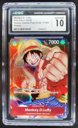 2024 ONE PIECE CCG MONKEY D. LUFFY BANDAI GAMES FEST P-001 CGC 10 A PT - Image 1