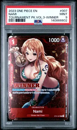 2023 ONE PIECE PROMOS TOURNAMENT PACK VOL.3-WINNER #007 NAMI PSA 9 - Image 1
