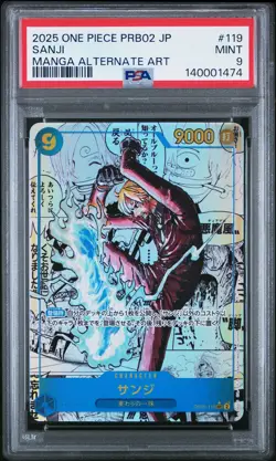 2025 ONE PIECE JAPANESE PRB02 MANGA ALTERNATE ART #119 SANJI PSA 9 - Image 1