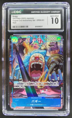 2025 ONE PIECE CCG JAPANESE BUGGY RARE 2ND ANNIVERSARY OP09-051 CGC 10 A PT - Image 1