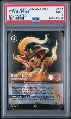 2024 DISNEY LORCANA EN 4-URSULA'S RETURN ENCHANTED #206 MINNIE MOUSE PSA 9 - Image 1