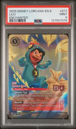 2025 DISNEY LORCANA EN 8-REIGN OF JAFAR ENCHANTED LILO - CAUSING AN UPROAR PSA 9 - Image 1