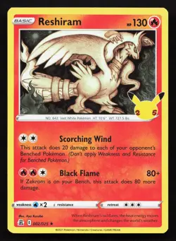 Reshiram 002/025 Celebrations NM Pokemon Card TCG - Image 1