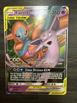 Espeon & Deoxys GX Holo Rare Full art 72/236 Pokemon Card - Image 2