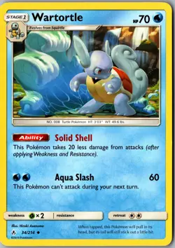 Wartortle 34/214 Uncommon SM - Unbroken Bonds LP Pokemon Card - Image 1