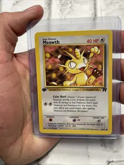 Pokemon TCG Team Rocket 62/82 Meowth 1st Edition LP+ Vintage Nintendo Card WOTC - Image 1