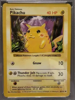 Pokemon TCG Pikachu Red Cheeks Base Set Shadowless Card 58/102 PSA 4 - Image 2