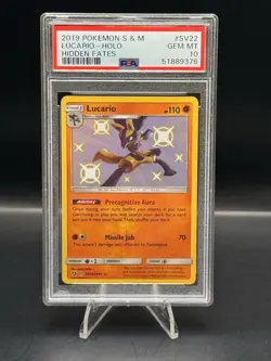 2019 Pokemon TCG Hidden Fates ~ Lucario #SV22 Shiny Holo ~ PSA 10 GEM MINT - Image 1