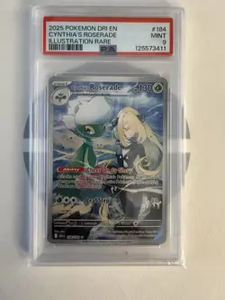 2025 POKEMON DRI EN-DESTINED RIVALS ILLUSTRATION RARE CYNTHIA'S ROSERADE PSA 9 - Image 1