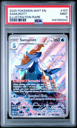 144780042 Samurott 2025 Pokemon White Flare #107 Illustration Rare PSA 9 - Image 1