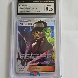 Pokemon N's Resolve Full Art Ultra Rare 232/236 Cosmic Eclipse CGC 9.5 Holo - Image 1