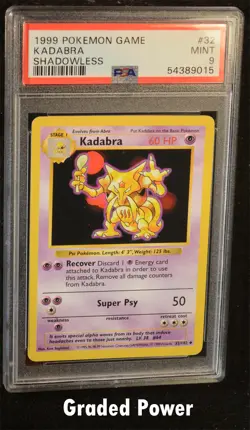 Pokemon Base Set Unlimited Shadowless Kadabra SHADOWLESS PSA 9 (9015) #32 - Image 1