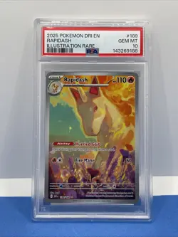 2025 Pokemon Rapidash 189 Sv10 Destined Rivals Illustration Rare Holo PSA 10 - Image 1