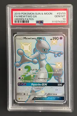 Pokemon Mewtwo GX #SV59/SV94 Hidden Fates: Shiny Vault Holo PSA 10 GEM MINT - Image 1
