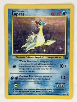 Lapras HP 10/62 Unlimited Fossil Pokemon TCG Holo - Image 1