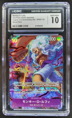 2025 ONE PIECE CCG JAPANESE MONKEY D. LUFFY SECRET RARE OP05-119 CGC 10 A PT - Image 1