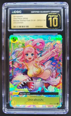 2024 ONE PIECE CCG SHIRAHOSHI BANDAI GAMES FEST OP03-116 CGC 10 PRISTINE B PT - Image 1