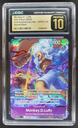 2025 ONE PIECE CCG MONKEY D. LUFFY 2ND ANNIV SECRET RARE CGC 10 PRISTINE A PT - Image 1