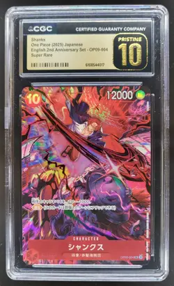 2025 ONE PIECE CCG JAPANESE SHANKS SUPER RARE OP09-004 CGC 10 PRISTINE A PT - Image 1