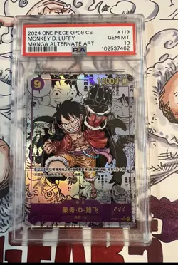 One Piece OP09 Monkey D. Luffy Manga Alternate Art PSA 10 GEM MT #119 - Image 1