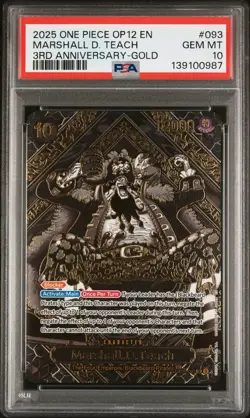 2025 ONE PIECE OP12-LEGACY OF THE MASTER 3RD ANV-GOLD MARSHALL D. TEACH PSA 10 - Image 1