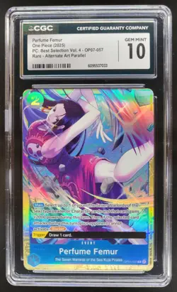 2025 ONE PIECE CCG PERFUME FEMUR RARE ALT ART OP07-057 CGC 10 C PT - Image 1