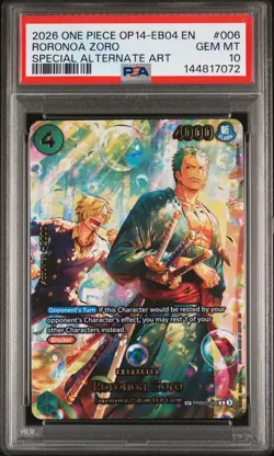 2026 ONE PIECE OP14-EB04-THE AZURE SEA'S SEVEN #006 RORONOA ZORO PSA 10 - Image 1