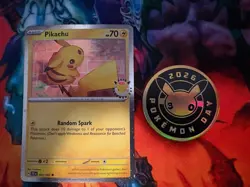Swirl Pikachu 51/162 2026 Pokemon Day 30th Anniversary Promo Card TCG w/Coin - Image 2