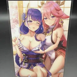 Raiden Shogun & Yae Miko Genshin Impact Anime Waifu Card Doujin ACG Goddess - Image 1