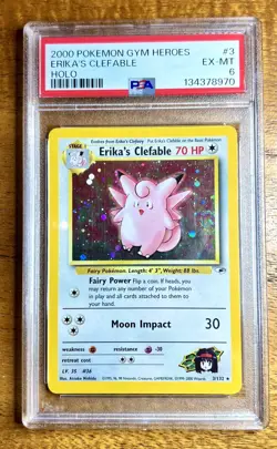 Erikas Clefable Holo Rare 36 PSA 6 EX MT Pokemon Japanese Gym Set 1998 - Image 1