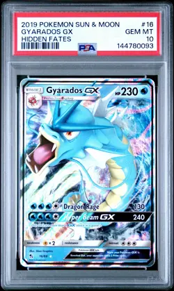 144780093 Gyarados GX 2019 Pokemon Sun Moon Hidden Fates #16 PSA 10 - Image 1