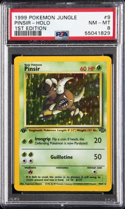 1999 POKEMON JUNGLE 1ST ED #9 PINSIR-HOLO PSA 8 - Image 1