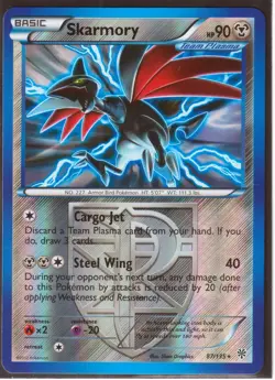 POKEMON 2012 SKARMORY (Team Plasma) 87/135 PLASMA STORM-UNCOMMON-REV HOLO-NM/LP - Image 1